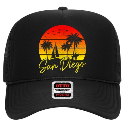 San Diego Vintage Sunset California Sailing Surfer San Diego Trucker Hat