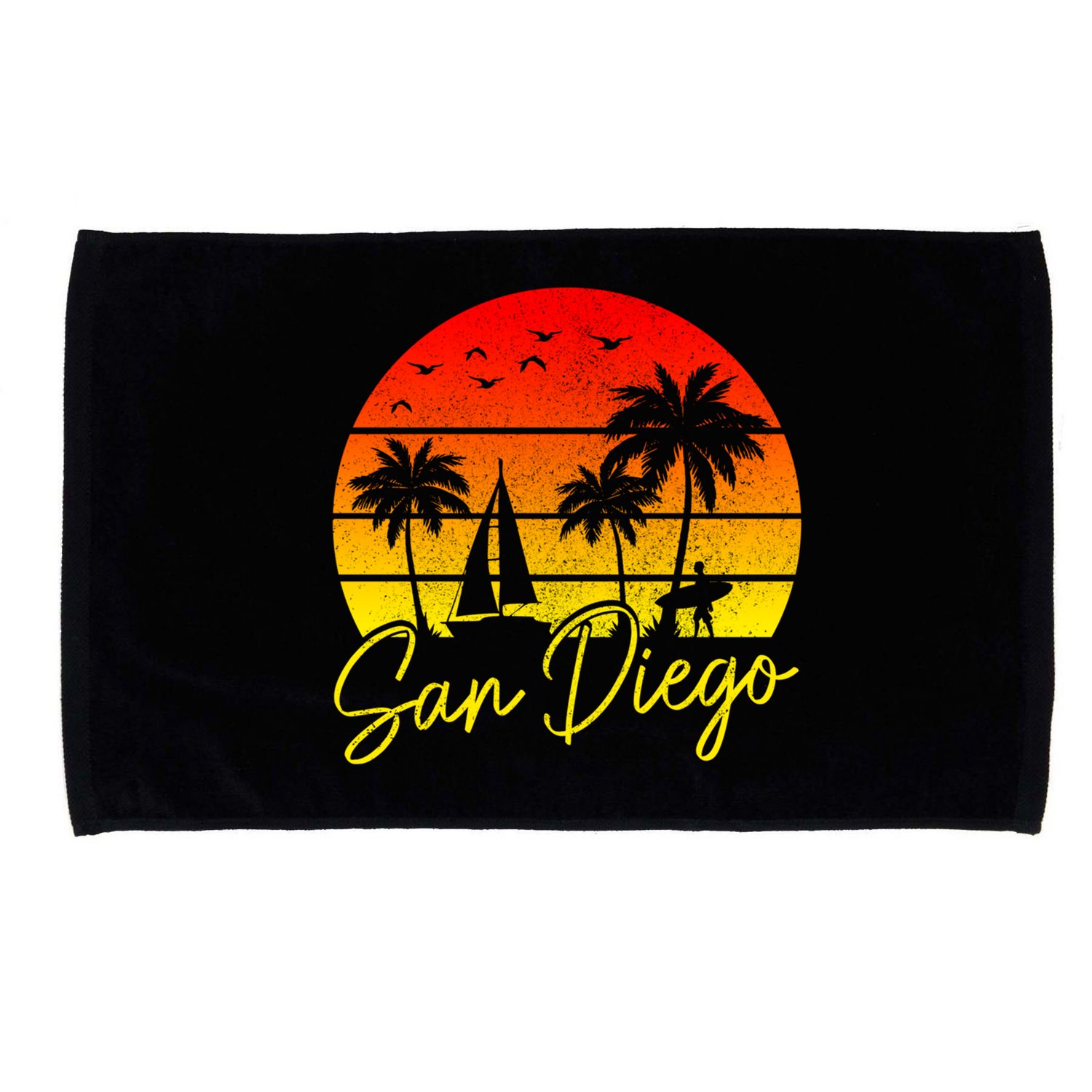 San Diego Vintage Sunset California Sailing Surfer San Diego Microfiber Hand Towel