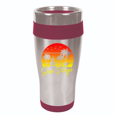 San Diego Vintage Sunset California Sailing Surfer San Diego 16oz Travel Tumbler