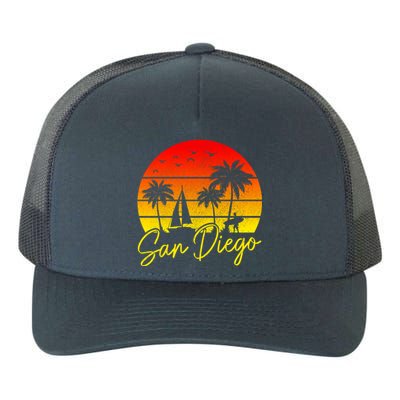 San Diego Vintage Sunset California Sailing Surfer San Diego Yupoong Adult 5-Panel Trucker Hat