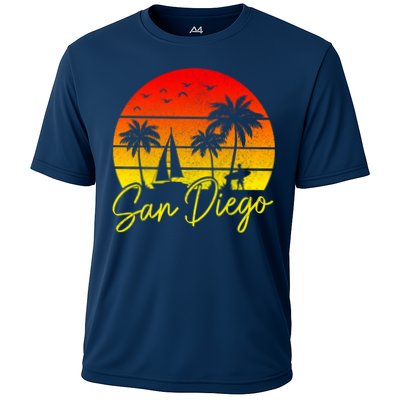 San Diego Vintage Sunset California Sailing Surfer San Diego Performance Shirt
