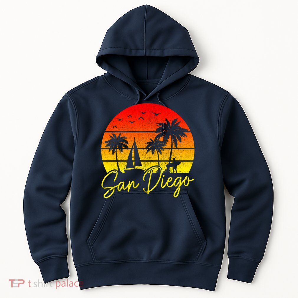 San Diego Vintage Sunset California Sailing Surfer San Diego Hoodie