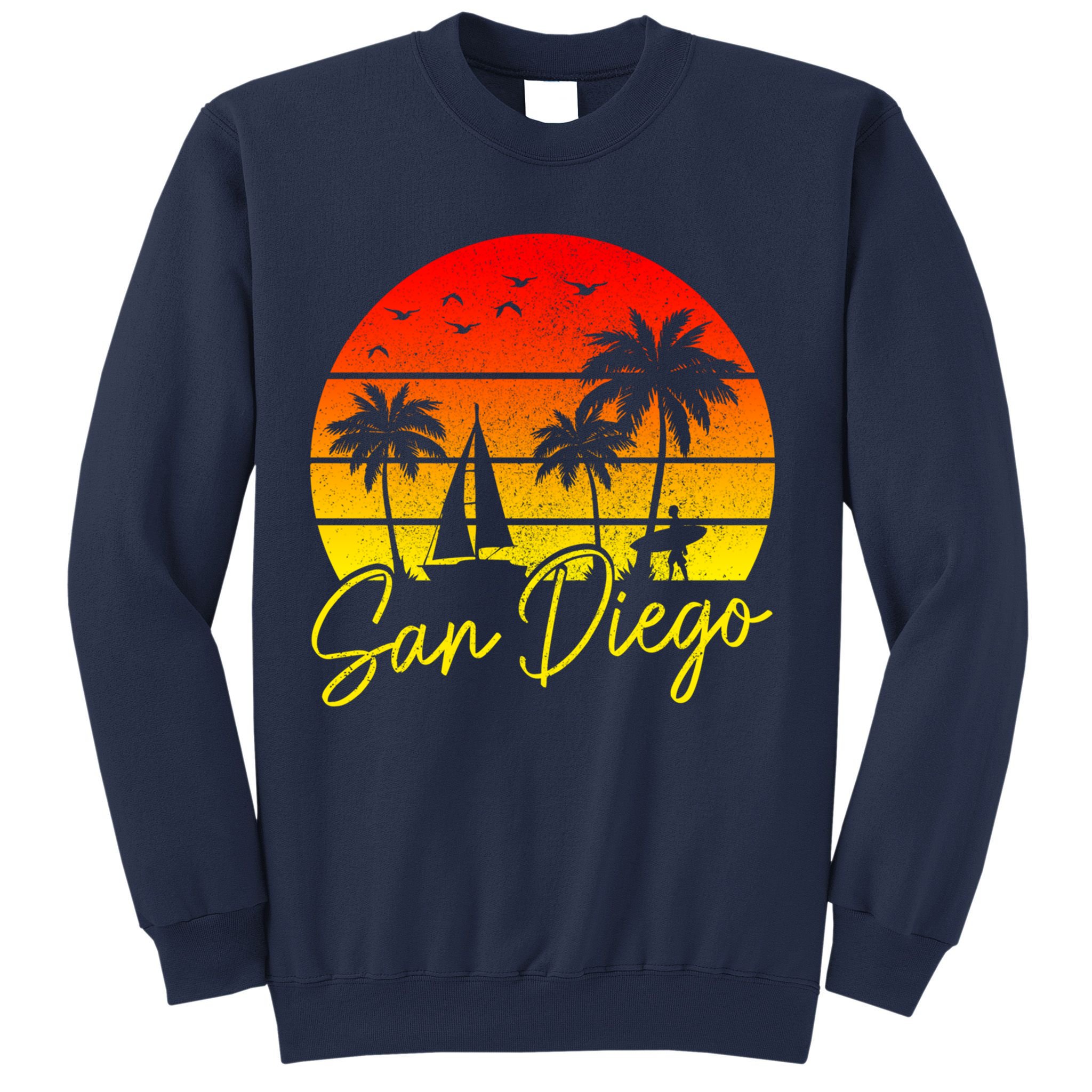 San Diego Vintage Sunset California Sailing Surfer San Diego Sweatshirt