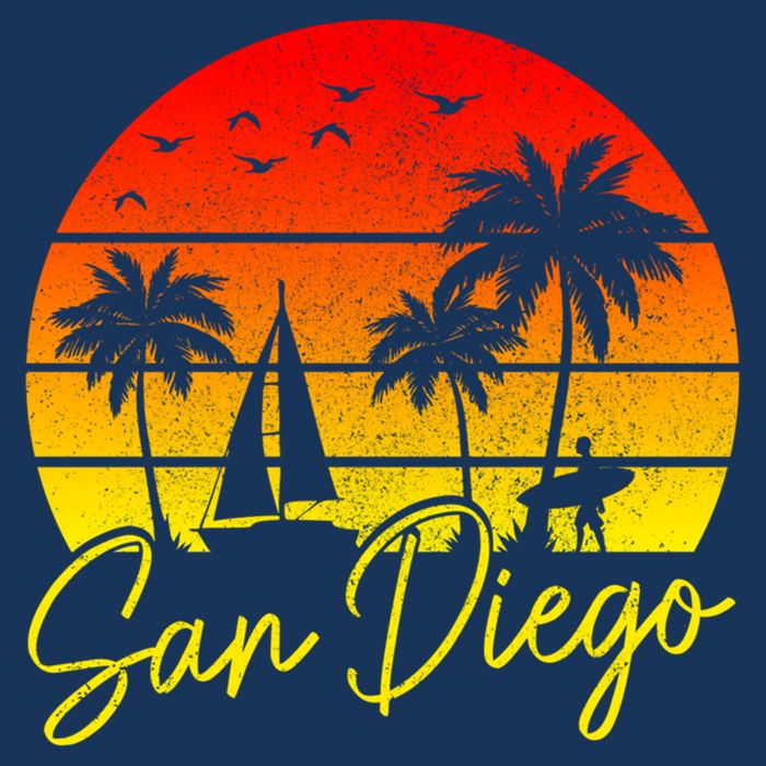 San Diego Vintage Sunset California Sailing Surfer San Diego Sweatshirt