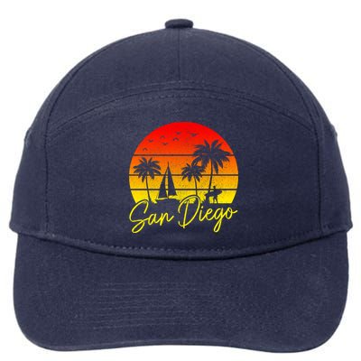 San Diego Vintage Sunset California Sailing Surfer San Diego 7-Panel Snapback Hat