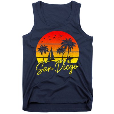 San Diego Vintage Sunset California Sailing Surfer San Diego Tank Top