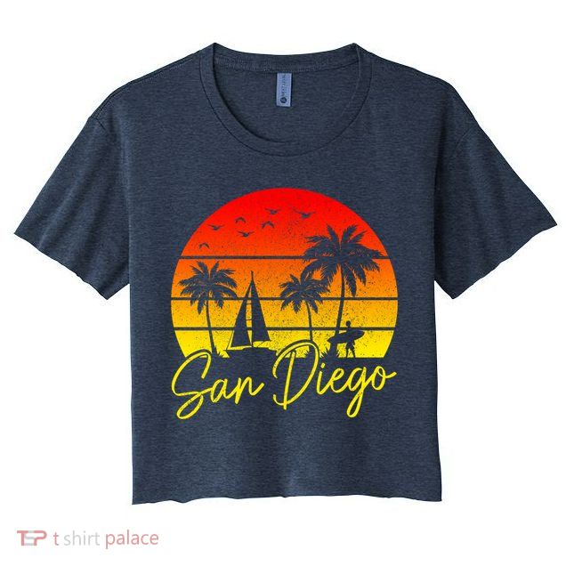 San Diego Vintage Sunset California Sailing Surfer San Diego Crop Top