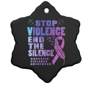 Stop Domestic Violence End Silence Awareness Ceramic Star Ornament