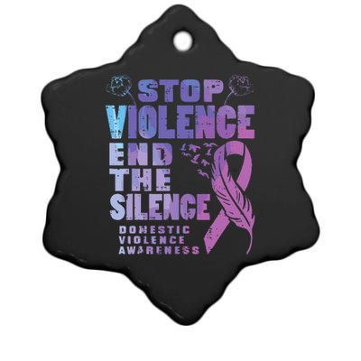 Stop Domestic Violence End Silence Awareness Ceramic Star Ornament