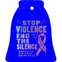 Stop Domestic Violence End Silence Awareness Ceramic Bell Ornament