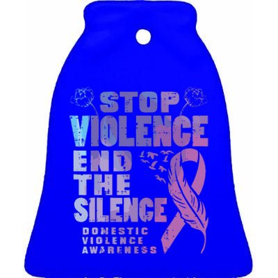 Stop Domestic Violence End Silence Awareness Ceramic Bell Ornament