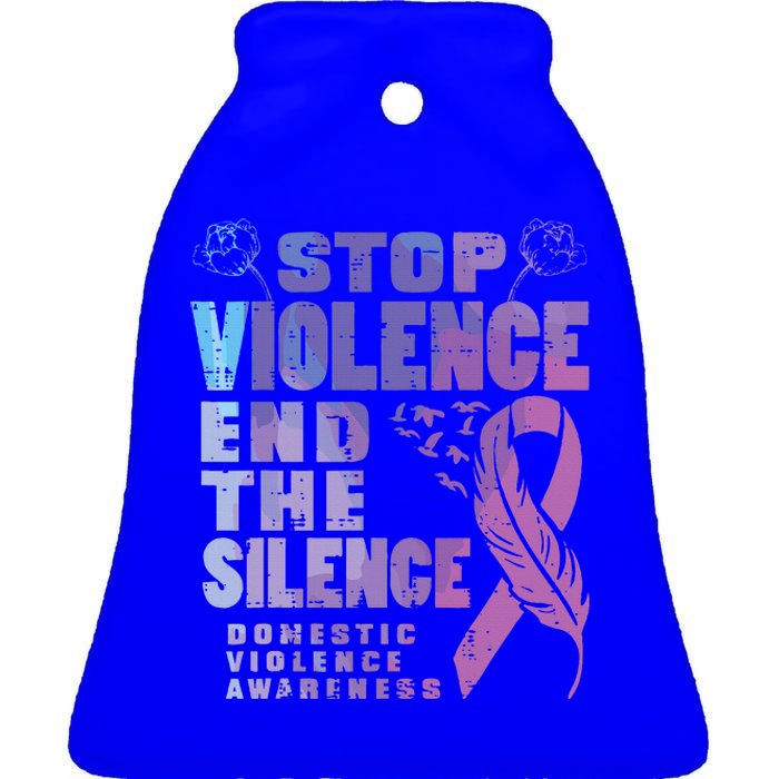 Stop Domestic Violence End Silence Awareness Ceramic Bell Ornament