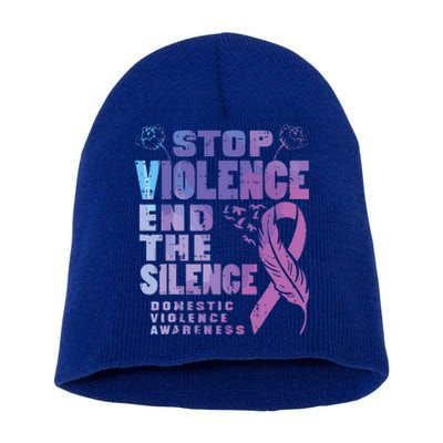 Stop Domestic Violence End Silence Awareness Short Acrylic Beanie