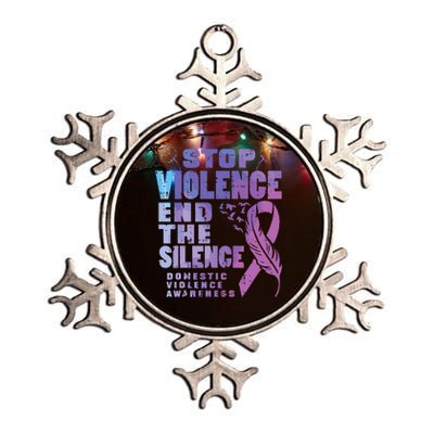 Stop Domestic Violence End Silence Awareness Metallic Star Ornament