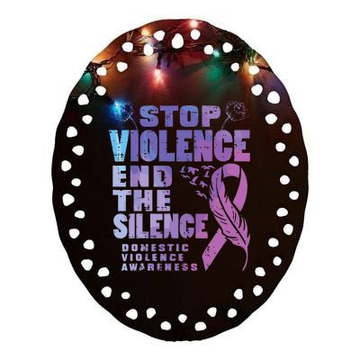 Stop Domestic Violence End Silence Awareness Ceramic Oval Ornament