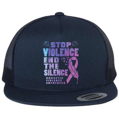 Stop Domestic Violence End Silence Awareness Flat Bill Trucker Hat