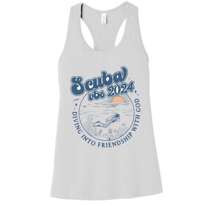 Scuba Diving Vbs 2024 Diving Into Friendship With God Women's Racerback Tank