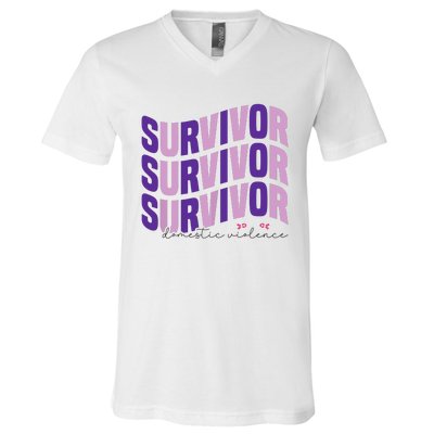 Survivor Domestic Violence Awareness Month 2024 V-Neck T-Shirt