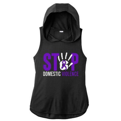 Stop Domestic Violence Awareness Domestic Violence Survivor Ladies PosiCharge Tri-Blend Wicking Draft Hoodie Tank