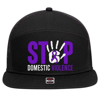 Stop Domestic Violence Awareness Domestic Violence Survivor 7 Panel Mesh Trucker Snapback Hat