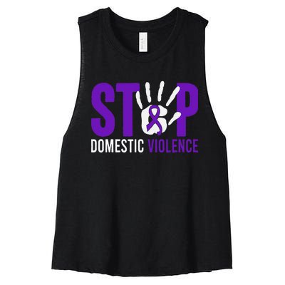 Stop Domestic Violence Awareness Domestic Violence Survivor Women's Racerback Cropped Tank