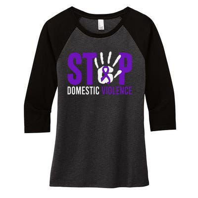 Stop Domestic Violence Awareness Domestic Violence Survivor Women's Tri-Blend 3/4-Sleeve Raglan Shirt