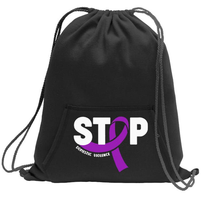 Stop Domestic Violence Awareness Purple Ribbon Sweatshirt Cinch Pack Bag