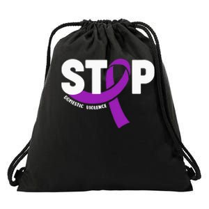 Stop Domestic Violence Awareness Purple Ribbon Drawstring Bag