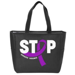 Stop Domestic Violence Awareness Purple Ribbon Zip Tote Bag