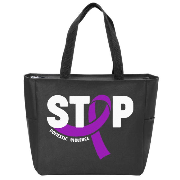 Stop Domestic Violence Awareness Purple Ribbon Zip Tote Bag