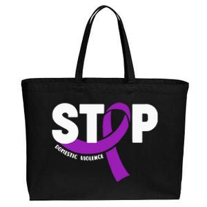 Stop Domestic Violence Awareness Purple Ribbon Cotton Canvas Jumbo Tote