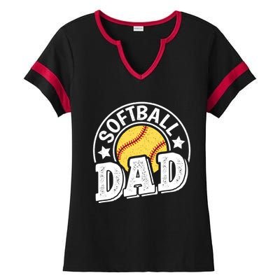 Softball Dad Vintage Softball Gift Ladies Halftime Notch Neck Tee