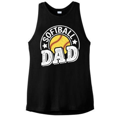 Softball Dad Vintage Softball Gift Ladies PosiCharge Tri-Blend Wicking Tank