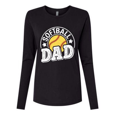 Softball Dad Vintage Softball Gift Womens Cotton Relaxed Long Sleeve T-Shirt