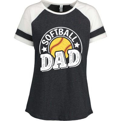 Softball Dad Vintage Softball Gift Enza Ladies Jersey Colorblock Tee