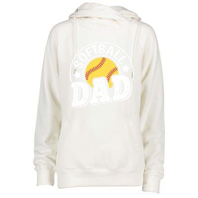 Softball Dad Vintage Softball Gift Womens Funnel Neck Pullover Hood