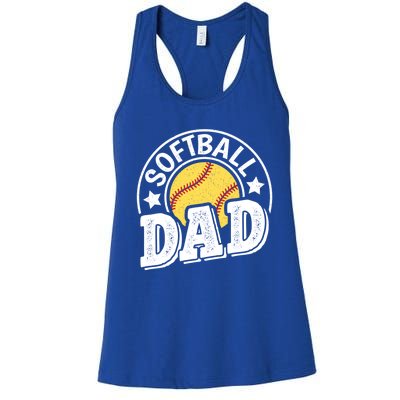 Softball Dad Vintage Softball Gift Women's Racerback Tank