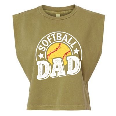 Softball Dad Vintage Softball Gift Garment-Dyed Women's Muscle Tee