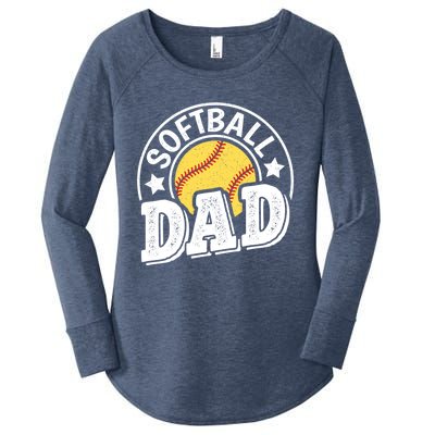 Softball Dad Vintage Softball Gift Women's Perfect Tri Tunic Long Sleeve Shirt