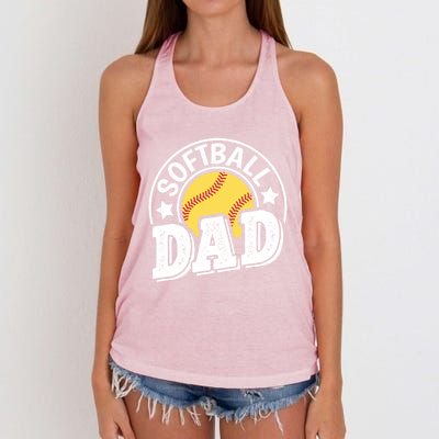 Softball Dad Vintage Softball Gift Women's Knotted Racerback Tank