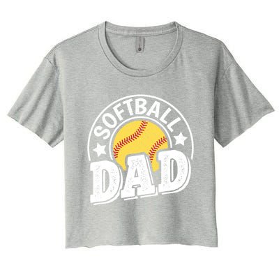 Softball Dad Vintage Softball Gift Women's Crop Top Tee