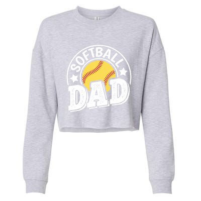 Softball Dad Vintage Softball Gift Cropped Pullover Crew