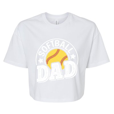 Softball Dad Vintage Softball Gift Bella+Canvas Jersey Crop Tee