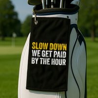 Slow Down We Get Paid By The Hour Funny Laborers Labor Day Golf Towel