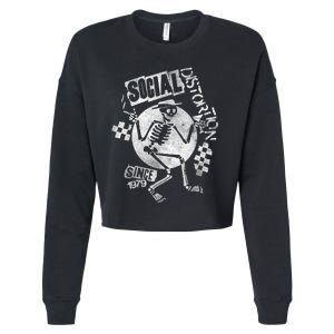 Social Distortion White Spray Skelly Cropped Pullover Crew