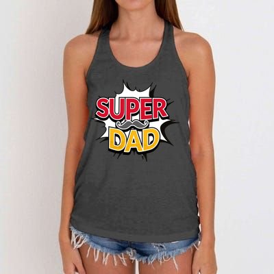 Super Dad With Moustache Fathers Day Women's Knotted Racerback Tank