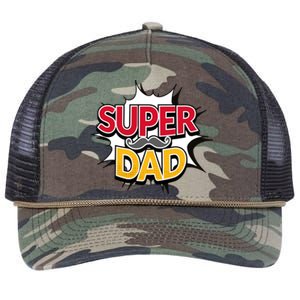 Super Dad With Moustache Fathers Day Retro Rope Trucker Hat Cap