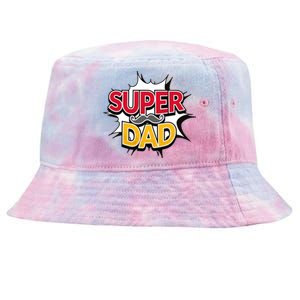 Super Dad With Moustache Fathers Day Tie-Dyed Bucket Hat