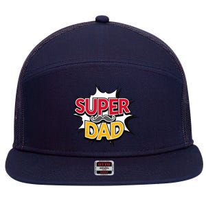 Super Dad With Moustache Fathers Day 7 Panel Mesh Trucker Snapback Hat