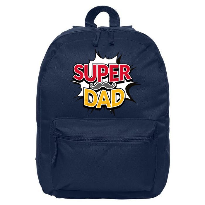 Super Dad With Moustache Fathers Day 16 in Basic Backpack